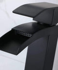 Dope Sleek Black Vessel Sink Faucet With Waterfall Spout And Single Handle, Tall Vanity Faucet For RV And Home, Pop Up Drain Included, Easy Install, Two Three Eighths Inch Hoses