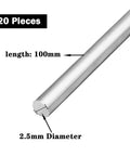 2.5mm Diameter Aluminum Round Rod Set, 6063 Aluminum Solid Rods, 100mm Length, 20 Pieces for DIY Craft Projects