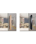 Solid Wood Door Handle For Glass And Wooden Doors Push Pull Style with two color options shown installed on glass doors