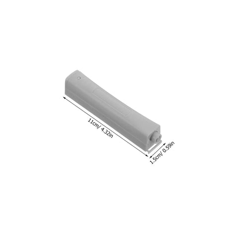 Four Pack No Brainer Push Latch Cabinet Door Catch Hidden Rebound Device, 11cm length, gray, side view