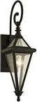 Geneva One Light Wall Sconce in Vintage Bronze With Hand Worked Iron And Clear Seeded Glass Shade Large Size