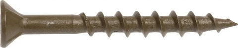 Tough As Nails Brown Square Drive Deck Screws 9 X 3 Inches 250 Pack showing a single brown ceramic coated screw for outdoor use.