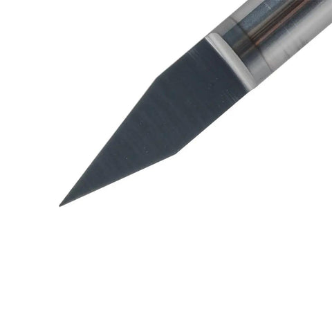 Close-up of the sharp tip of the Precision V Groove Engraving Router Bit With 6mm Shank, Durable Carbide End Mill.