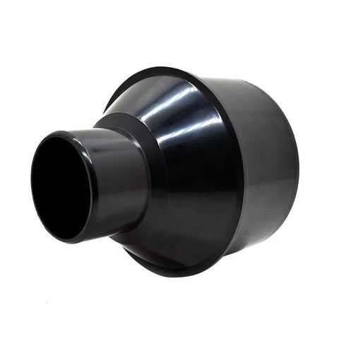 Side view of 4 Inch To 2 Inch Dust Collection Reducer For Woodworking Shop Fits 4 Inch Hose To 2 Inch Ports Tapered ABS Connector