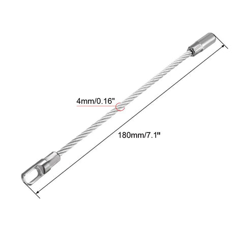 5 Pack 6 Inch Flexible Fish Tape Replacement Leader With 4mm Steel Wire Cable, 180mm length for wire pulling.