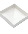 Top Shelf 2 Pack Pyramid Vinyl Fence Post Caps For 4x4 Square Posts White set on flat surface, solid white vinyl, low maintenance design.