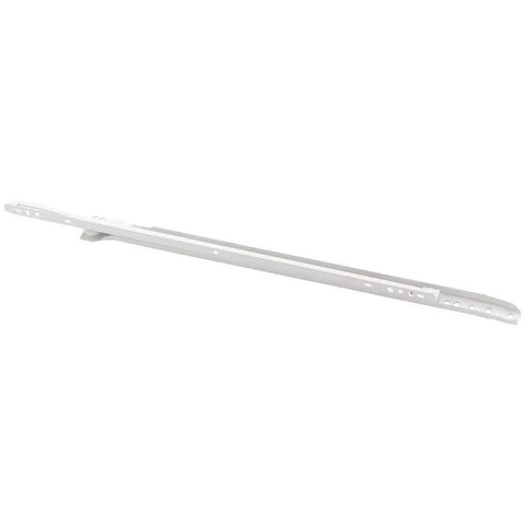 18 Inch Bottom Mount Drawer Slide Featuring Self Closing Action And White Epoxy Finish shown in white steel construction.