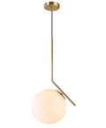 Cool Globe Pendant Light With White Frosted Glass And Brushed Brass Adjustable Mid Century Chandelier