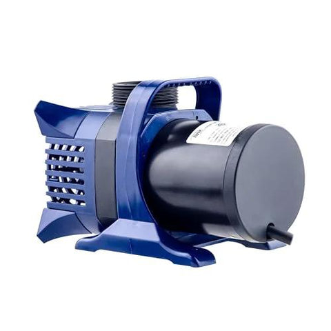 Alpine submersible pond pump with blue housing, black motor, 6550 GPH