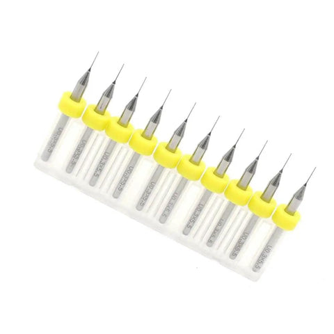 Ultra Sharp Carbide PCB Drill Bits Kit with 0.3mm and 0.35mm micro twist drills for CNC router and metalworking, set of 10.