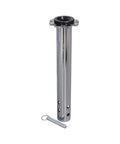 Upper Seat Post With Pin 1 Inch Diameter Replacement Part For Elite Traveller Standard LR Plus Plus HD Ultra X Travel Mobility Scooters Includes Black Bushing And Fits FRMASMB9630, showing chrome finish and black bushing