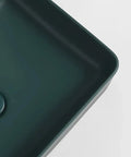 Top view of USZWBY Vessel Sinks Nordic Countertop Basin Matte Green Ceramic Square Washbasin with drain.