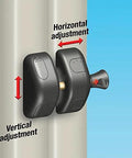 MagnaLatch Side Pull Gate Latch 2-3/4 Inch Adjustable, stainless steel in black finish, horizontal and vertical adjustment on gate.