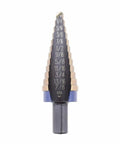 Step Drill Bit 3/16 To 7/8 Inch With 3/8 Inch Shank Cobalt Alloy High Speed Steel 12 Hole Sizes SpeedPoint Tip Prevents Walking