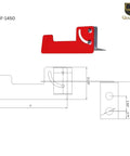 Diagram of Manchester Masonry Flag With Bracket Red Powder Coated Stainless Steel Outdoor Masonry Column Mount 1.5 X 7 Inch