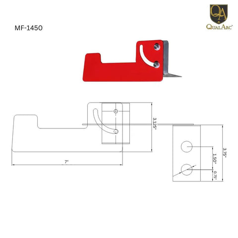 Diagram of Manchester Masonry Flag With Bracket Red Powder Coated Stainless Steel Outdoor Masonry Column Mount 1.5 X 7 Inch