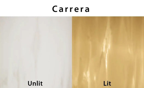Unlit and lit Carrera glass comparison; displays textures suitable for Contemporary Three Light Wall Sconce With Smooth Satin Nickel Base And Stunning Carrera Glass Orb Ideal For Modern Bathroom Vanity Spaces Bring Major Glow To Your Home With This Total Game Changer Lighting Piece.