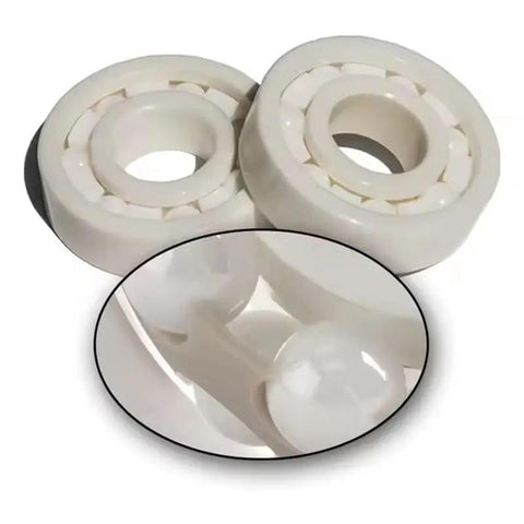 Full Ceramic Bearing ABEC-9 Precision ZrO2 Zirconia Deep Groove Ball Bearing 5x10x4 mm with smooth white ceramic surface.