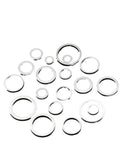 Heavy Duty Aluminum Flat Washer Kit For Automotive Oil Drain Plugs M6 M8 M10 M12 M14 M16 M18 M20 320 Piece Set Gasket And Washer Pack For Auto Repair And Maintenance, assorted aluminum washers on white