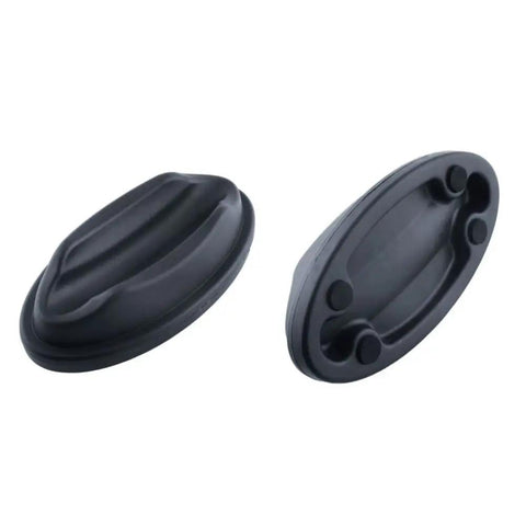2 Pack Front Wheel Riser Blocks for Bike Trainers with Non-Marking Rubber Pads, black, shown on side and top view