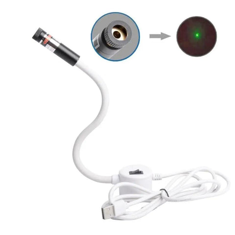 Plug And Play USB Laser Alignment Light With Slick Magnetic Mount For Sewing And Craft Cutting Delivering Crisp Red Cross Lines close-up of USB laser guide with flexible arm and power cord.