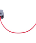 Heavy Duty Engine Coolant Temperature Sensor With Factory Style Wiring Harness Pigtail showing grey connector and red wire.