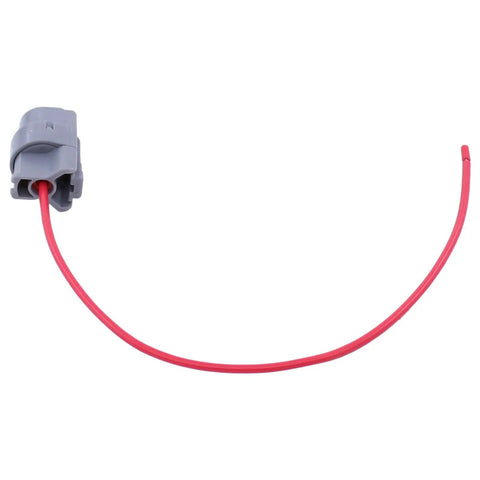 Heavy Duty Engine Coolant Temperature Sensor With Factory Style Wiring Harness Pigtail showing grey connector and red wire.