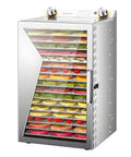 Top Shelf Electric Food Freeze Dryer Machine With Six Stainless Steel Trays Generating 360 Degree Circular Airflow And Easy Temp Dials, showcasing dried fruits.