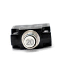 Headache Free Push Button Resettable Circuit Breaker With Slick Quick Connect Terminals For Auto And Marine Builds, 20 Amp.