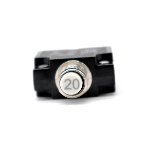 Headache Free Push Button Resettable Circuit Breaker With Slick Quick Connect Terminals For Auto And Marine Builds, 20 Amp.