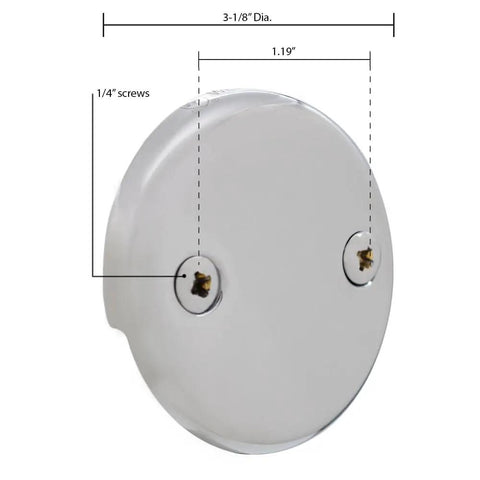 Two Hole Overflow Face Plate With Screws, Three And One Eighth Inch Matte Black Drain Plate For Two Hole Elbows, Heavy Duty Metal Construction