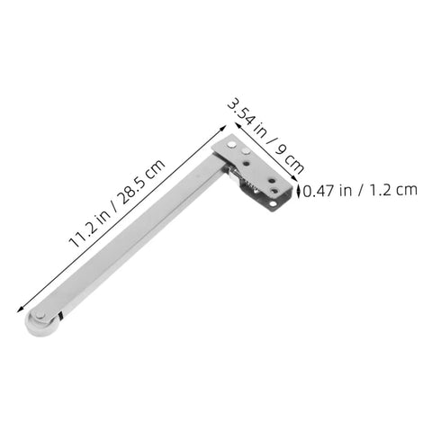 Rock Solid Heavy Duty Stainless Steel Automatic Fire Door Closer With Quick Release Sequencer And No Sweat Setup For Top Tier School Safety Along Tight Hallways, side view, measurement details included.