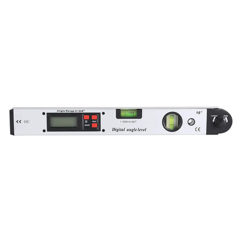 Pro Grade Digital Inclinometer Level 360 Degree Range Angle Finder With Bright Backlit Display for 16 inch measurements.