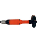 Heavy Duty Pneumatic Angle Grinder and Sander Compressed Air Metalworking Tool for Polishing Deburring Surface Finishing rugged orange handle design.