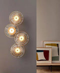 Slick Modern Led Wall Sconce Featuring Copper Details And Lotus Leaf Glass Shade Hardwired Indoor Lighting Fixtures For Living Room Bedroom Home Hallway Vibes with three circular glass shades