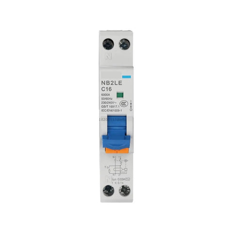 Heavy Duty 40 Amp Curve B Rcbo Circuit Breaker Featuring Single Pole Plus Neutral Ac Leakage Protection For No Fuss Din Rail Snap In Install Dual Short Circuit Overload Guard viewed from the front, with branding details.