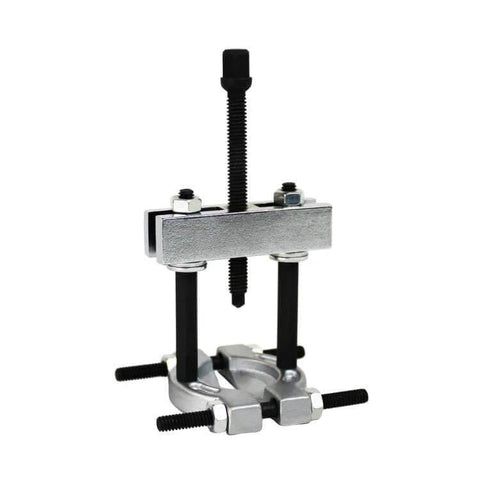 Mini Bearing Separator Kit 6 Piece Bearing Puller Set With Jaws Thrust Screw Extension Rods And Yoke Pro Grade Heavy Duty Wheel Bearing Splitter Tool installed view