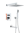 Shower System, 10-Inch Rain Head, 2-in-1 Handheld, Chrome, Wall Mount with fixed rainfall head and handheld sprayer.