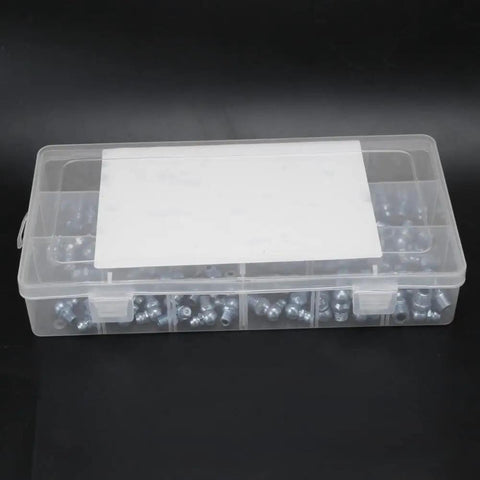 Grease Fittings Kit 110 Pcs Zinc Iron 45 Degree And 90 Degree Nipples Nozzles And Tips For Heavy Duty Machinery Bearings And Engineering Equipment