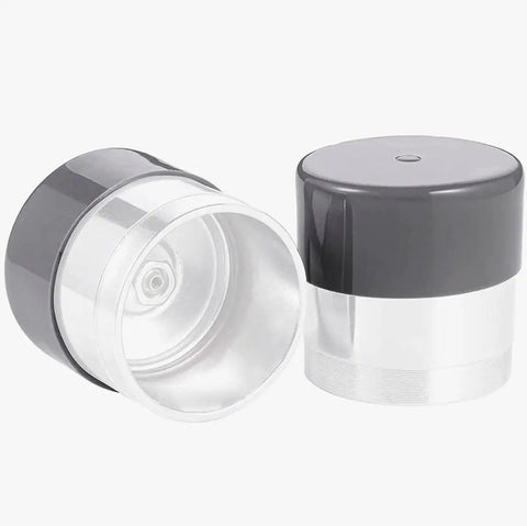 1.98 Inch Grey Rubber Trailer Wheel Hub Dust Caps 4 Pack Replacement Bearing Protectors showing one cap open and another closed