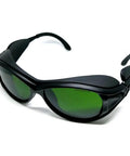 Pro Grade IPL Laser Safety Eyewear For Aesthetic Techs And Spa Pros OD Five Wide Specter Guard blocks 200-2000nm with green lenses.