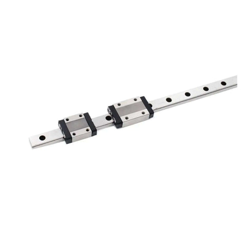Get That High Precision MGN9H Linear Guide Rail Kit With 400mm Miniature Block And Pre Drilled Support Rails For Smooth Motion And Easy Install No Hassle, silver metal rail with two carriage blocks