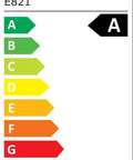 Energy efficiency label with 'A' rating, green to red scale, European Union logo and QR code.