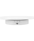 Super Quiet 3 Speed Electric Rotating Turntable For Stunning Product Photos And Live Streaming With 360 Degree Motorized Stand And Battery Power, white motorized display turntable top view.