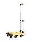 Heavy Duty Folding Platform Hand Truck With 6 Wheels Trolley Cart And Stretchable Handle For Home And Office Use Yellow, 35.8x58x98 cm, steel