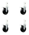 Straight Up Heavy Duty Scaffold Swivel Casters Set of 4 Featuring 5 Inch Black Hard Rubber Wheels With Double Total Locking Brakes 300 Lbs Capacity Each Build Tough Shop Essential in a square layout.