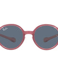Junior RJ9075S Round Sunglasses XX-Small Frame, 90mm Hinge-To-Hinge, Fuchsia On Rubber Pink Frame With Green Mirrored Lenses, front view