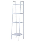 Industrial Ladder Bookshelf Showing Off Four Heavy Duty Metal Tiers For Seamless Home Organization And Flexible Display Layouts That Honestly Level Up Your Setup With Zero Drama Guaranteed, white, four-tier, metal structure.