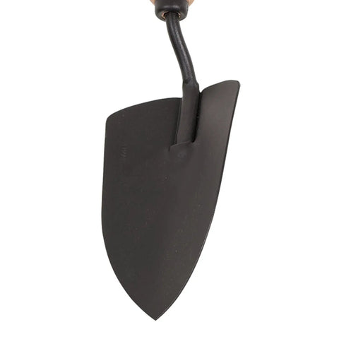 Tempered Steel Hand Trowel With Wood Handle 13 Inch Garden Tool showing black steel blade and wooden handle detail for durable use.