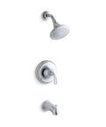 Forte Sculpted Rite-Temp Bath And Shower Valve Trim With Slip-Fit Spout And 2.5 GPM Showerhead In Polished Chrome, ADA Lever Handle